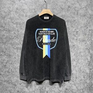 Rhude Black and Blue Racing Long Sleeve Tee